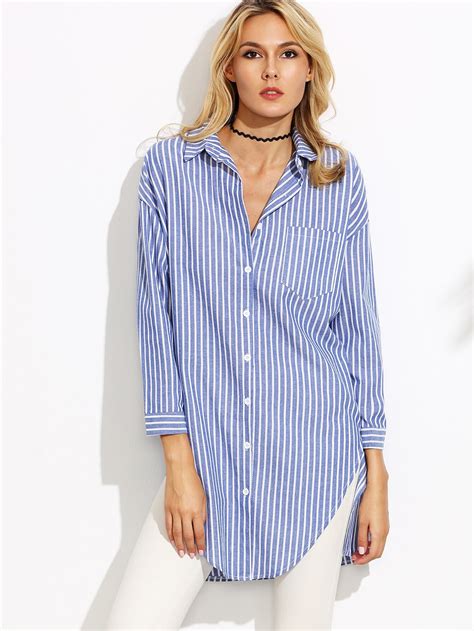 blue striped oversized shirt women's|oversized striped shirt women.